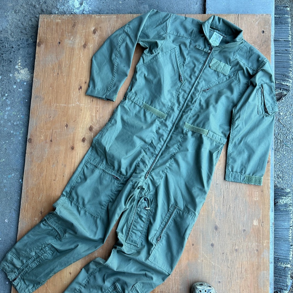 US Military CWU-27/P Flight Suit Coveralls 48L Greenbrier Aramid Olive Green